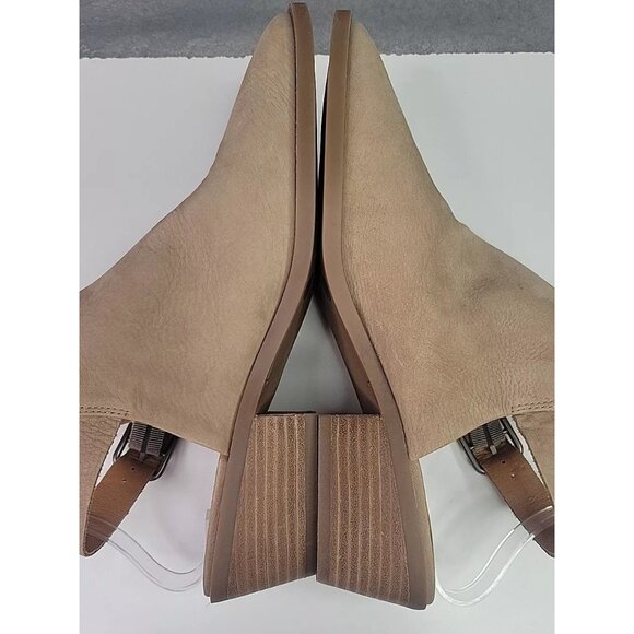 Lucky Brand Shoes Womens Sz 10 Farryn Tan Sling Back Bootie Block Heel Boho, EUC - Picture 8 of 11